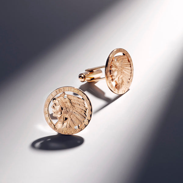USA / 5 Gold Dollar / Native American / Indian Head / Cufflinks